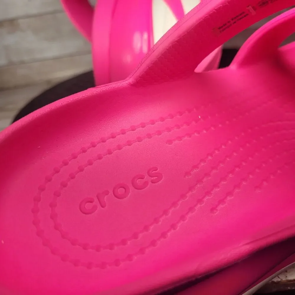 Crocs Mega Crush Triple Strap Women Size 9 Pink Platform Sandals